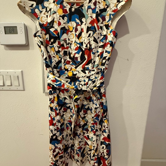 Carolina Herrera Archive Print Collection Tango Dancers Faux Wrap Dress. - Picture 8 of 9